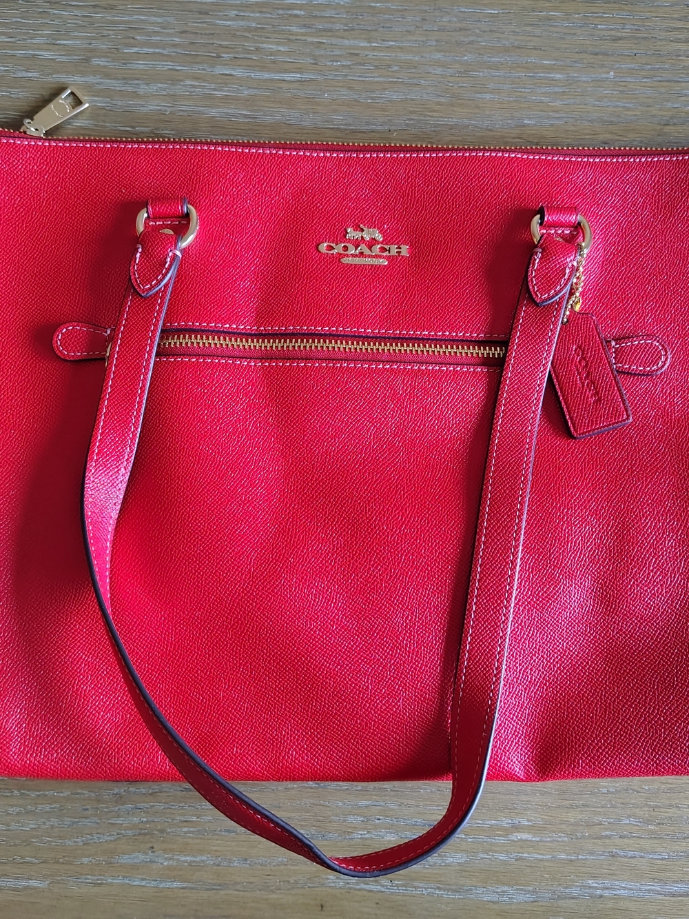 NWT Coach Gallery Tote Crossgrain Leather Military Red Shoulder Bag 79608